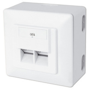 Inbouw-wanddoos Cat.6, klasse E, 2 x RJ45, afgeschermd