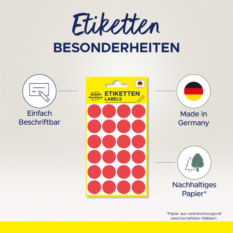 AVERY Zweckform markeringsstickers rond 18 mm rood