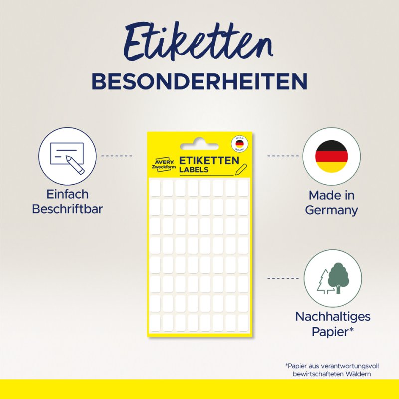 AVERY Zweckform universele etiketten, 20 x 8 mm, wit