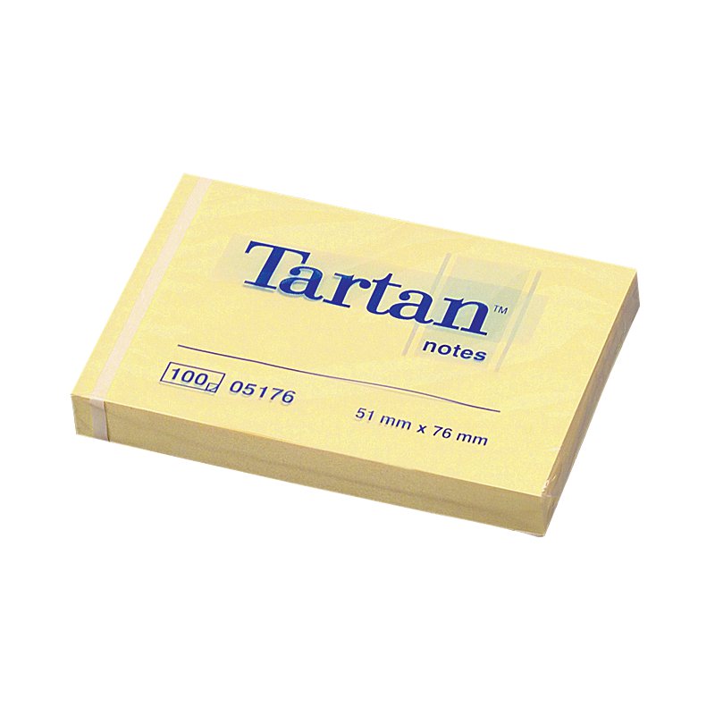 Tartan Notes plaknotities, 127 x 76 mm, lichtgeel