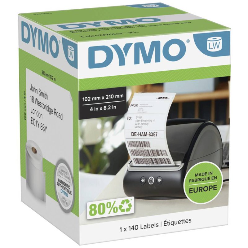 DYMO LabelWriter adresetiketten, 89 x 28 mm, wit