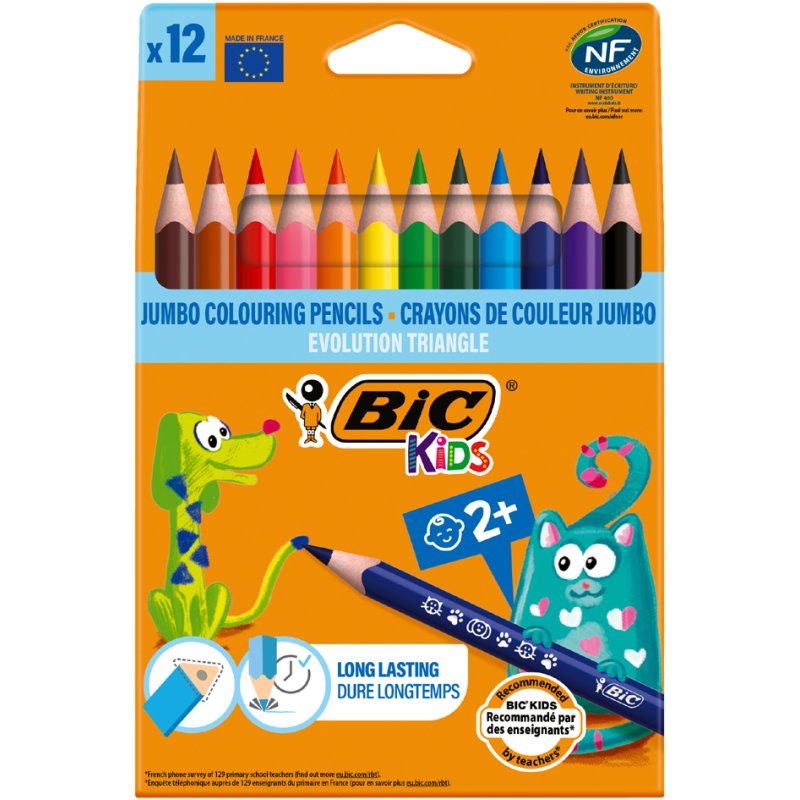 BIC KIDS kleurpotloden driehoekig Evolution Triangle, set van 12 stuks