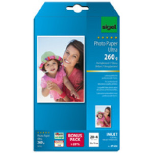 Sigel fotopapier 10x15 cm hoogglans 260g/m² voor inkjetprinter