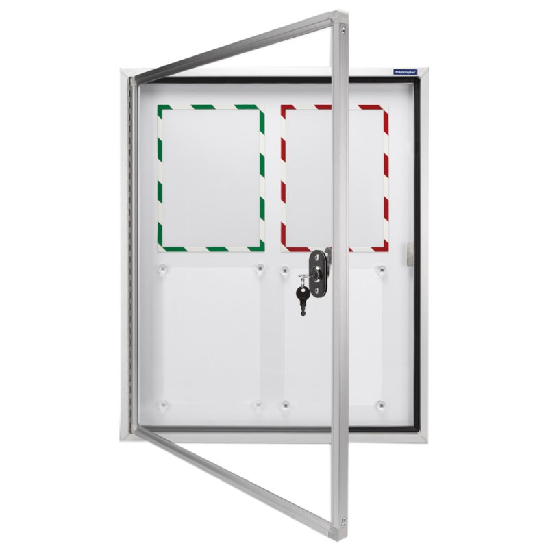 Magneetbord vitrinekast, 4x A4-formaat, binnen/buiten