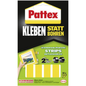 Pattex montage kleefstrips, herverwijderbaar, geel