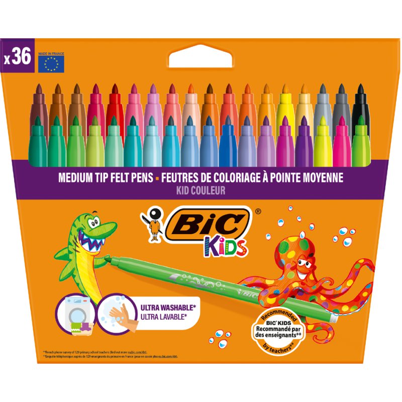 BIC KIDS Viltstiften Middel, Doosje met 12 Stuks