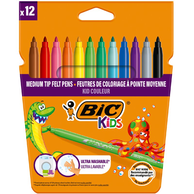 BIC KIDS Viltstiften Middel, Doosje met 12 Stuks