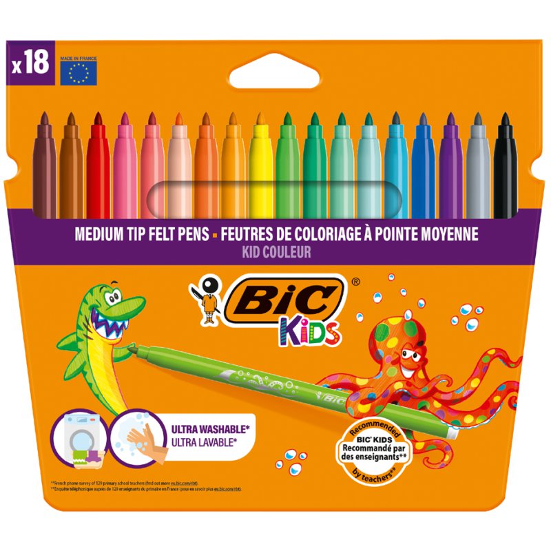 BIC KIDS Viltstiften Middel, Doosje met 12 Stuks