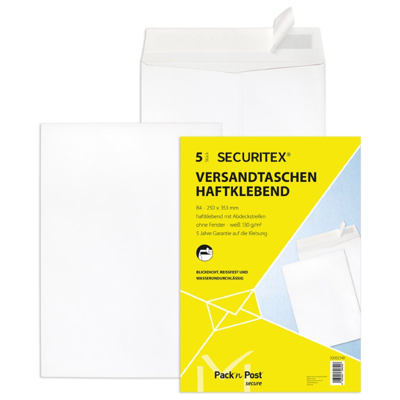 SECURITEX verzendtas B4 wit zonder venster 130 g/m²