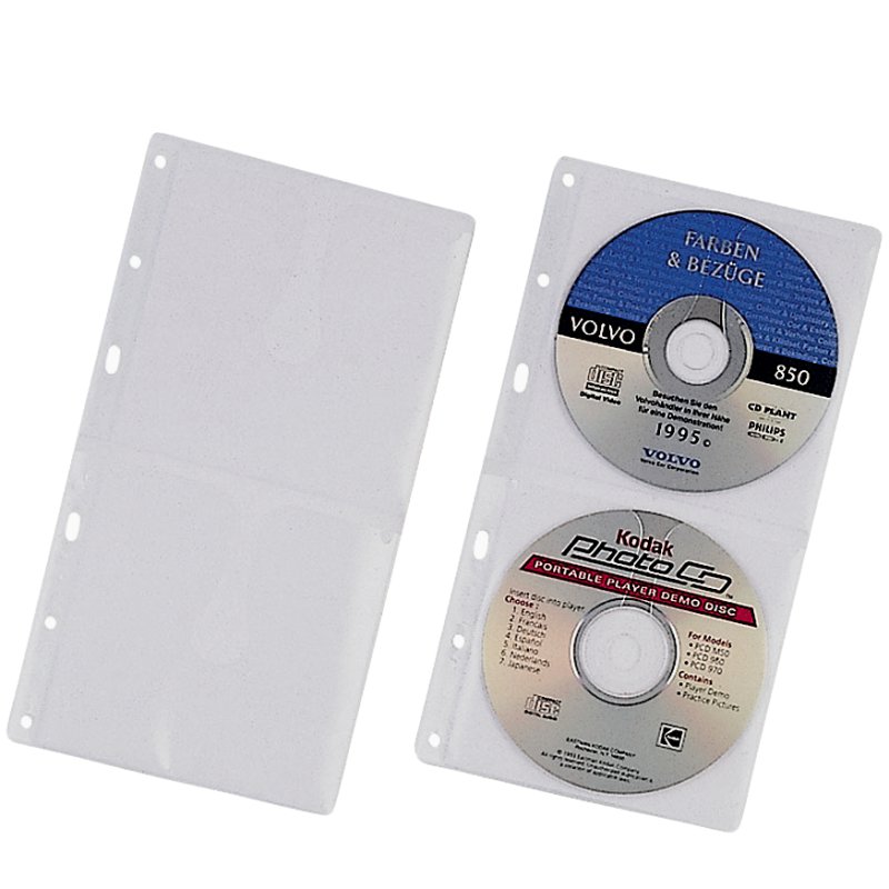 DURABLE CD/DVD hoezen voor 4 CD's, transparant, A4 formaat, 5 stuks