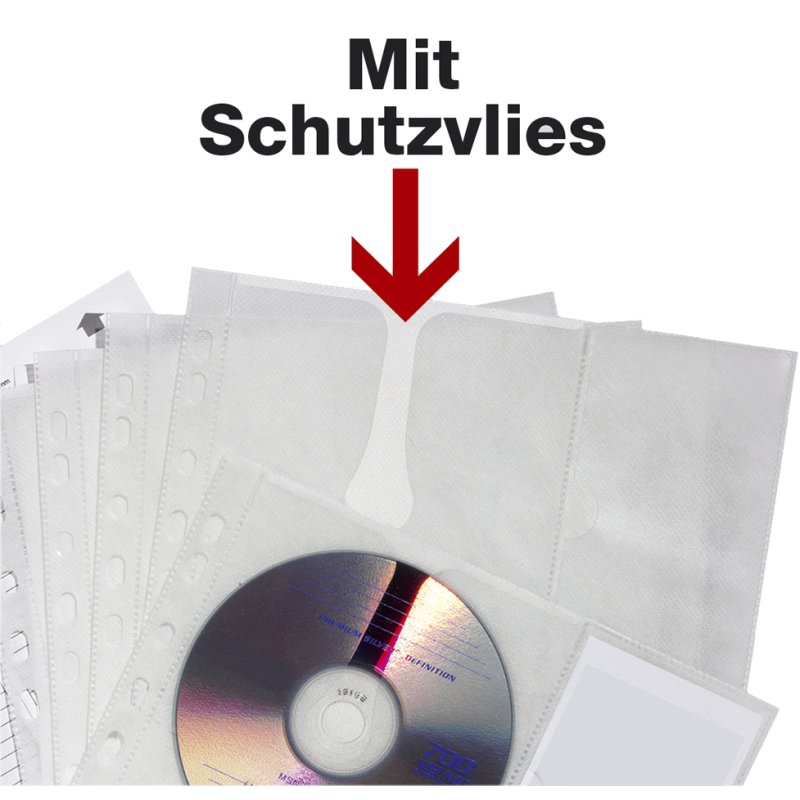 DURABLE CD/DVD hoezen voor 4 CD's, transparant, A4 formaat, 5 stuks