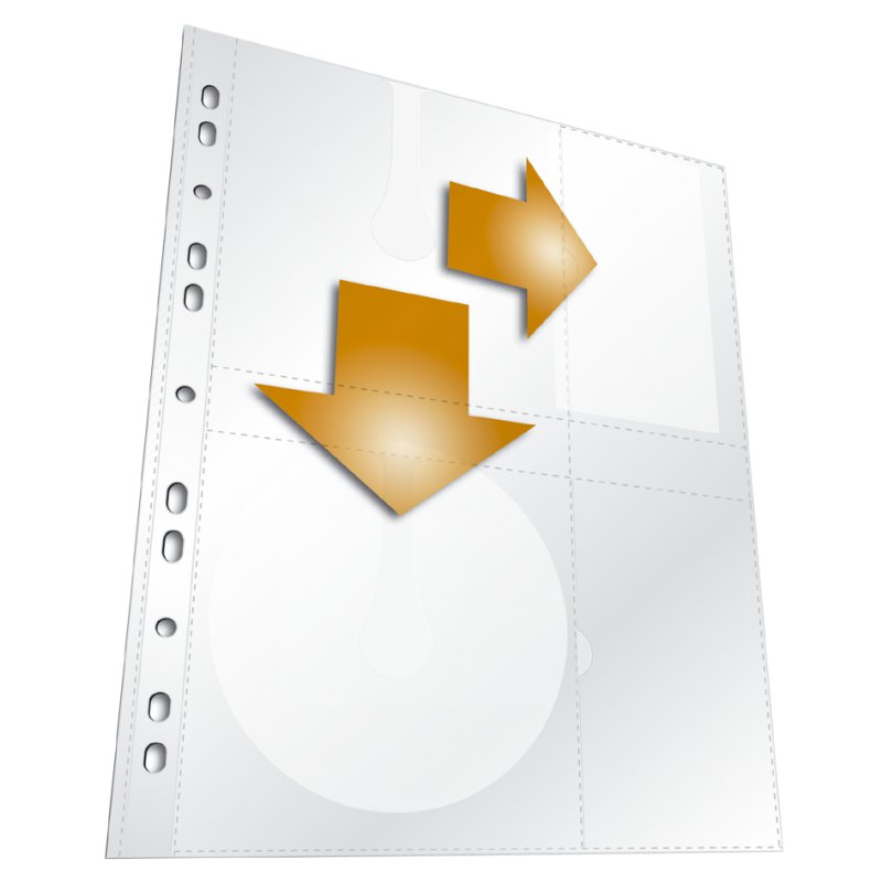 DURABLE CD/DVD hoezen voor 4 CD's, transparant, A4 formaat, 5 stuks