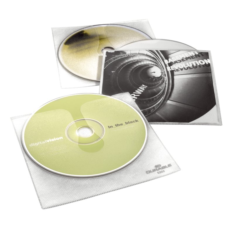 DURABLE CD/DVD hoesjes transparant voor 1 disc, met booklet vak, 10 stuks