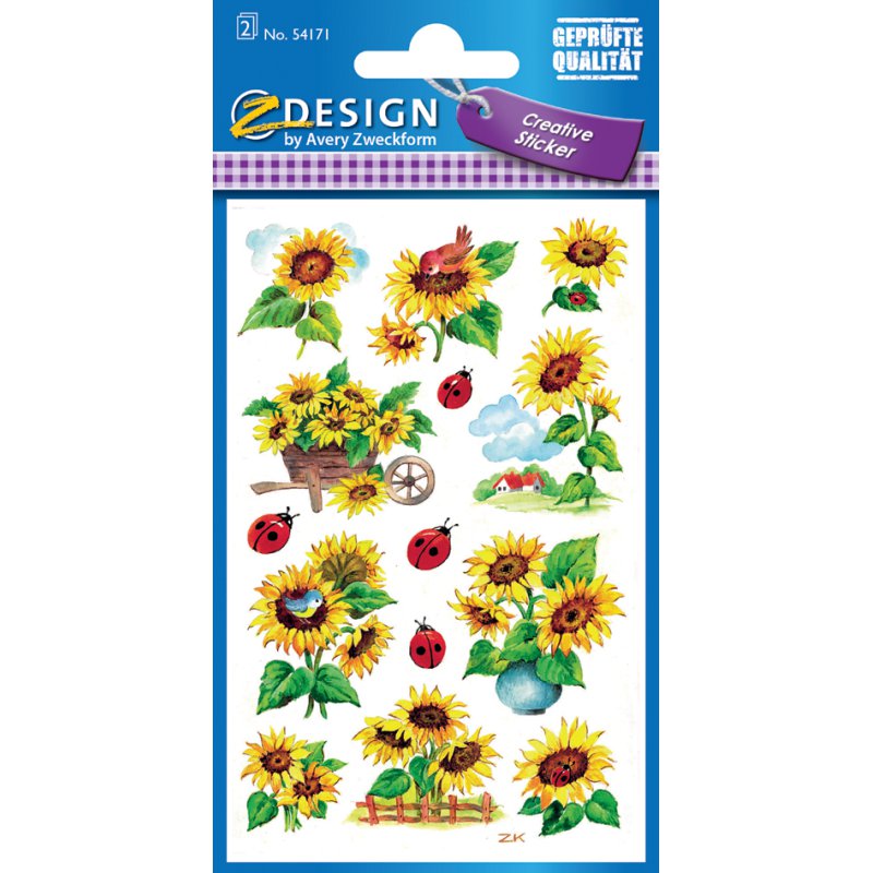 Avery Vormgeving Stickers Zonnebloemen en Lieveheersbeestjes