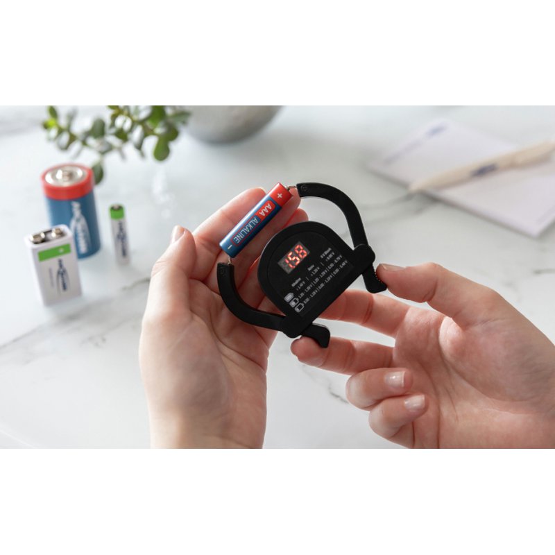 ANSMANN batterijentester voor knoop-, rond- en 9V batterijen, zakformaat