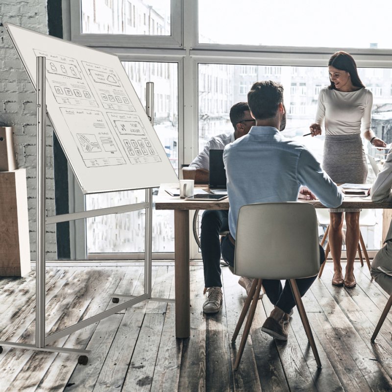 magnetoplan whiteboard 150x100, mobiel, dubbelzijdig, magnethaftend