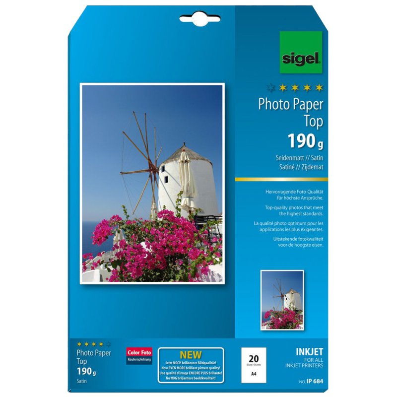Sigel inkjet fotopapier zijdemat A4 190 g/m² - 20 vel