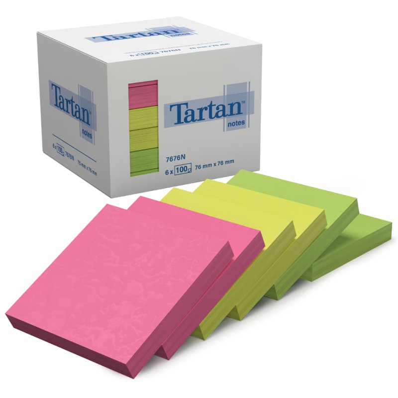 Neon gekleurde bloknotities in Schotse ruit