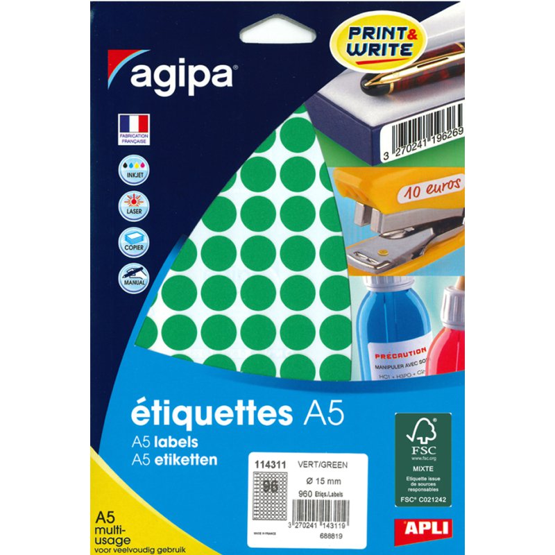 Gekleurde markeerplakkers, rond, diameter 45 mm