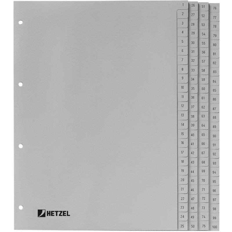 HETZEL tabbladen kunststof A4 1-31 grijs PP
