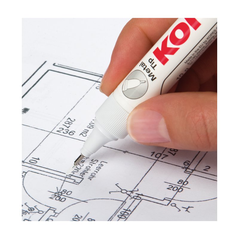 Kores correctievloeistof met metalen punt, wit, 10 g