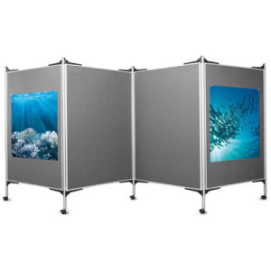 magnetoplan presentatiewand MobilPräsent 1, 3 prikborden 1200x1500 mm, grijze vilten bekleding, mobiel