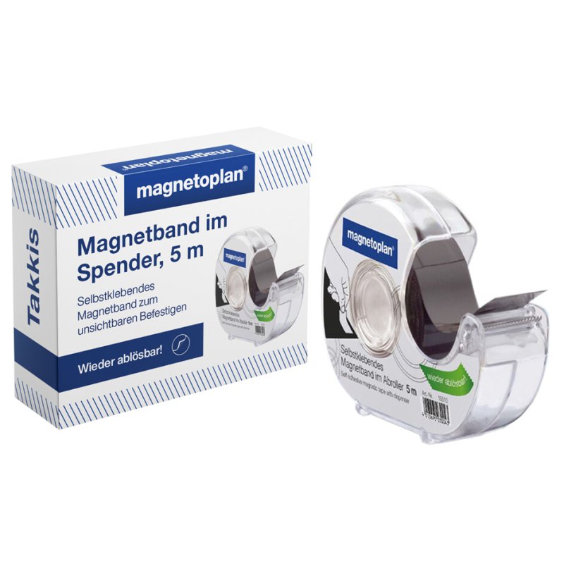 Magnetoplan magnetische tape met dispenser, zelfklevend, zwart