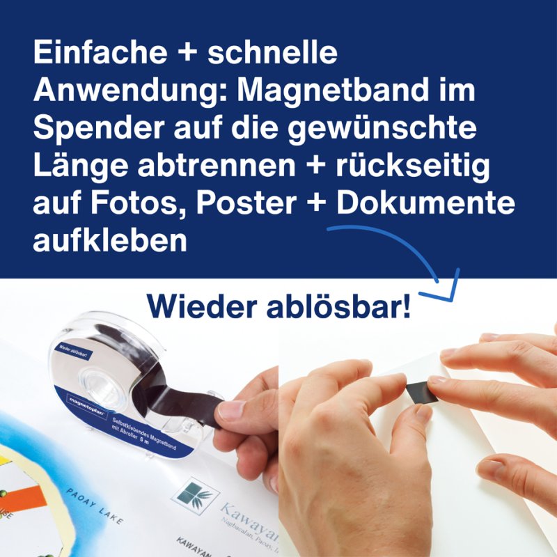 Magnetoplan magnetische tape met dispenser, zelfklevend, zwart