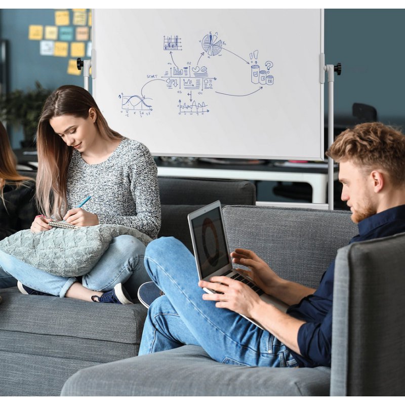 magnetoplan whiteboard CC mobil, dubbelzijdig magnetisch, 180 x 120 cm, mobiel met wielen