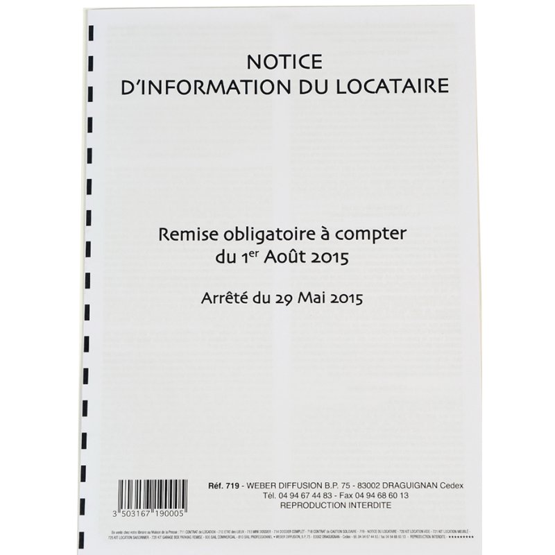 WEBER notice info719, huurdersinformatie, 8 pagina's, Frankrijk