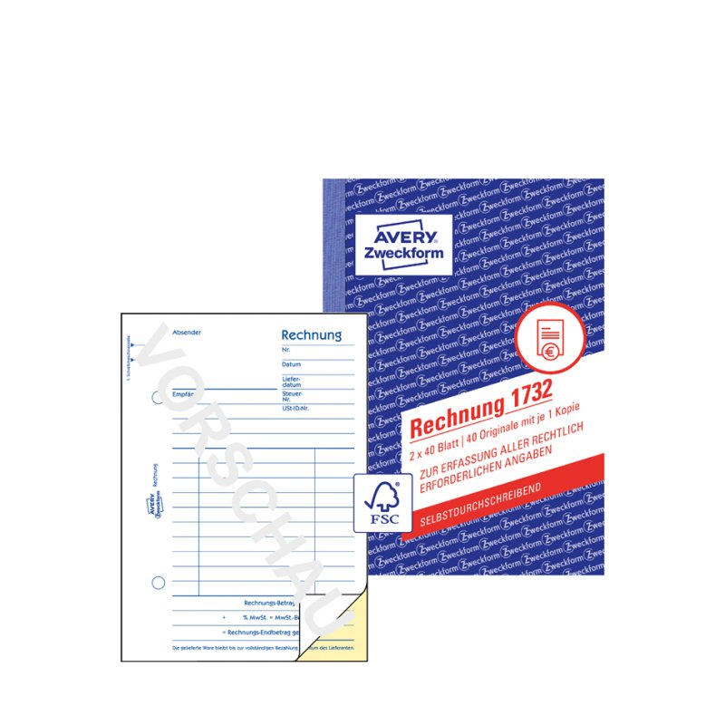 AVERY ZWECKFORM formulierboek Rechnung, A5, 2x40 vel, 5 stuks