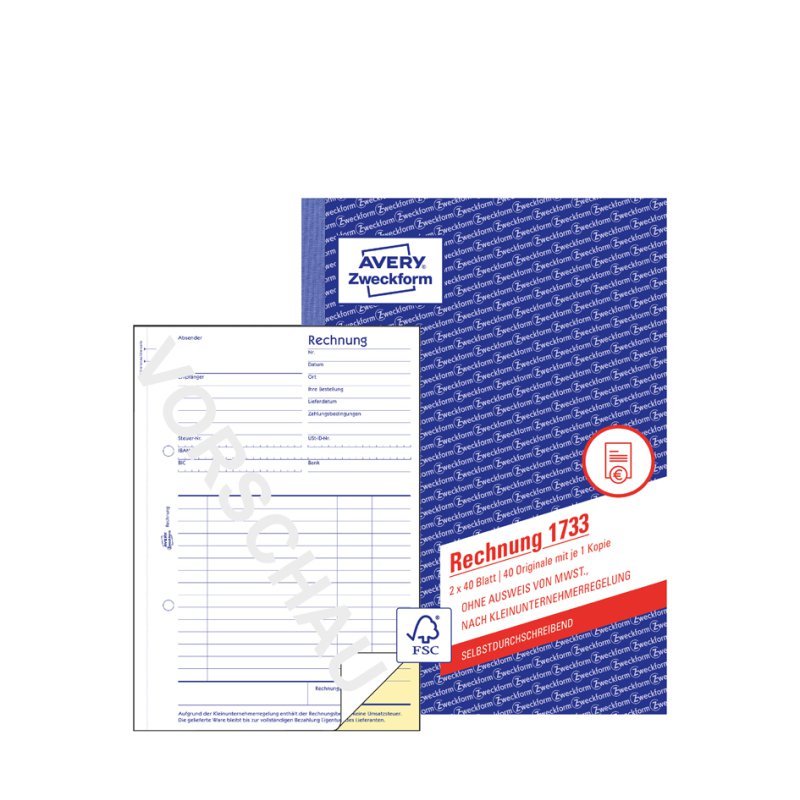 AVERY ZWECKFORM formulierboek Rechnung, A5, 2x40 vel, 5 stuks