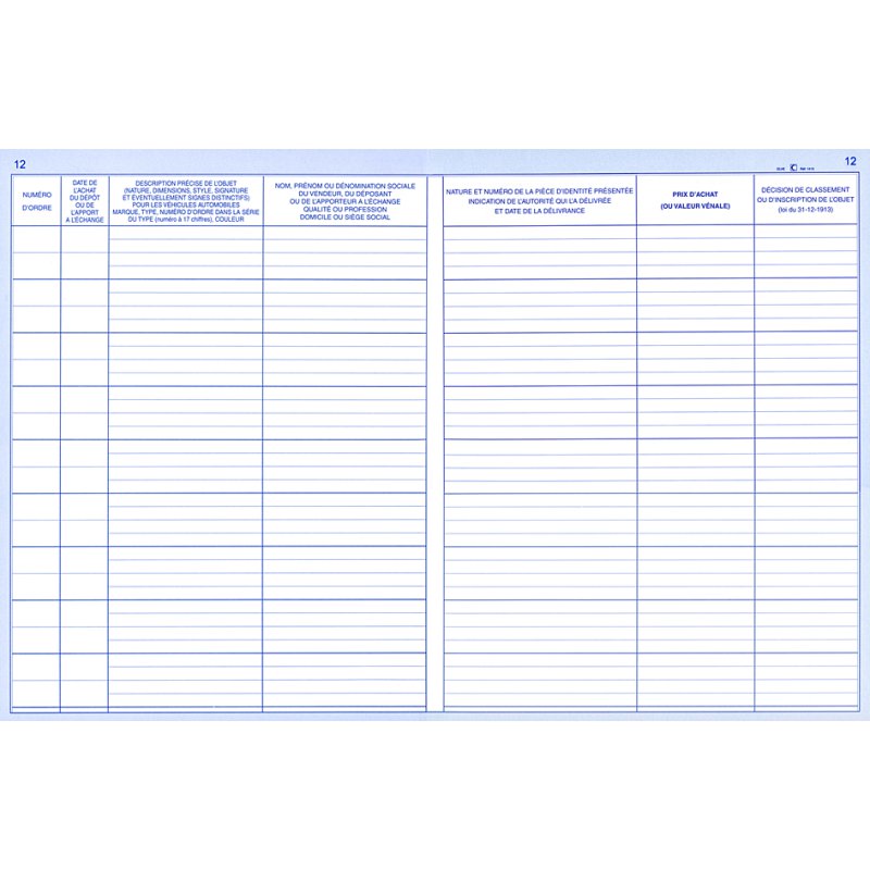 Roerende goederen register voor antiquairs