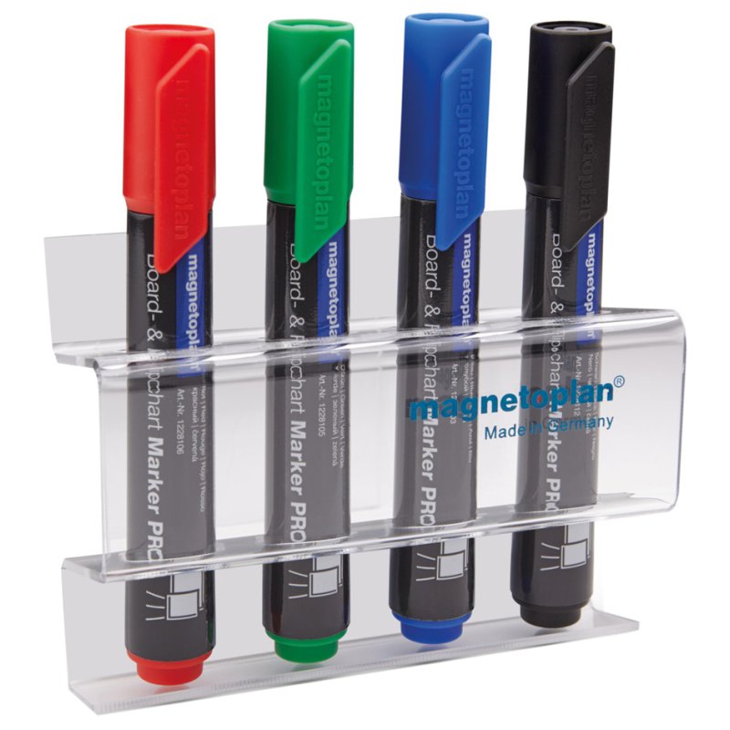 Magnetoplan acryl markerhouder voor 4 boardmarkers