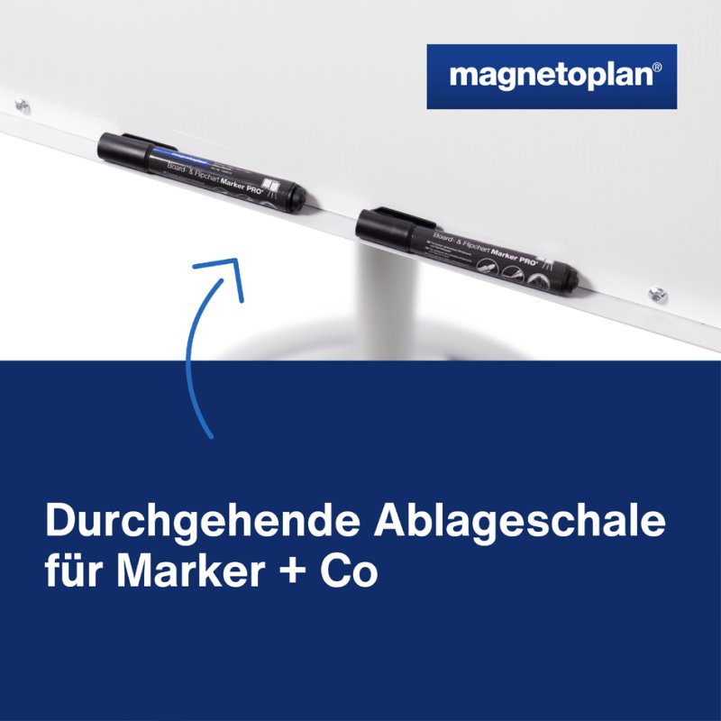 magnetoplan Mobiel Flipchart de luxe, magneetoppervlak, hoogteverstelling 1,75-2,00 m, wit/lichtgrijs