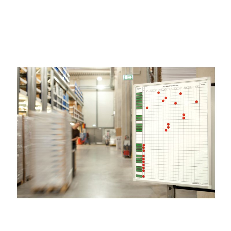 Magnetoplan aan- en afwezigheidsplanner 450x600mm voor 30 medewerkers