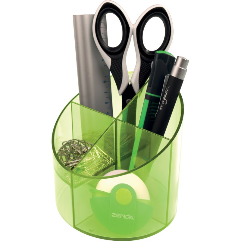 Helit pennenbakje 'the cross' 4 vakken blauw transparant