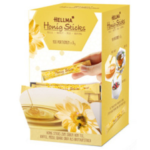 HELLMA Honingstaafjes, displaydoos met 100 stuks à 8g