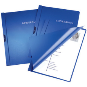 Solide sollicitatieomslag, A4-formaat, blauw, met klem.