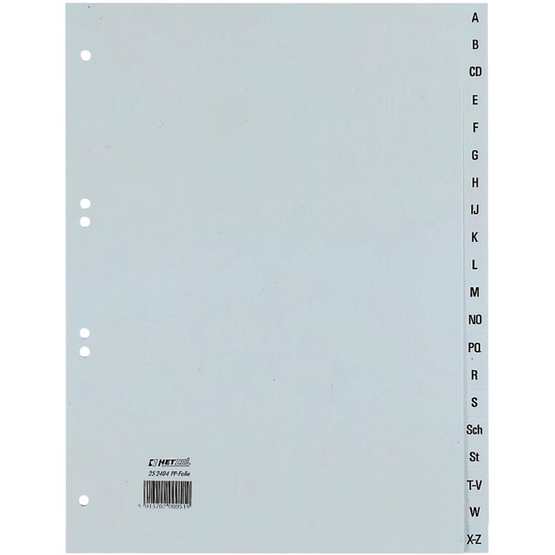 HETZEL Register A-Z kunststof A4 overbreed 20-delig