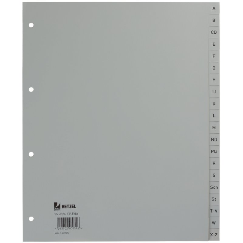 HETZEL Register A-Z kunststof A4 overbreed 20-delig