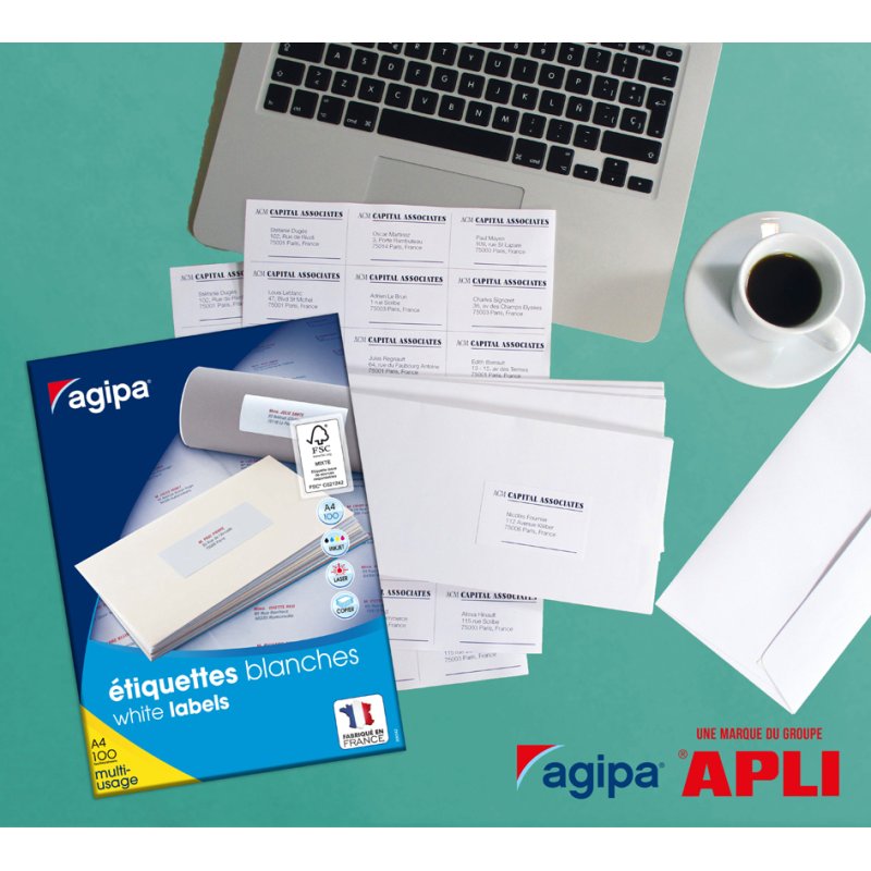 Agipa universele etiketten 99,1 x 42,3 mm wit