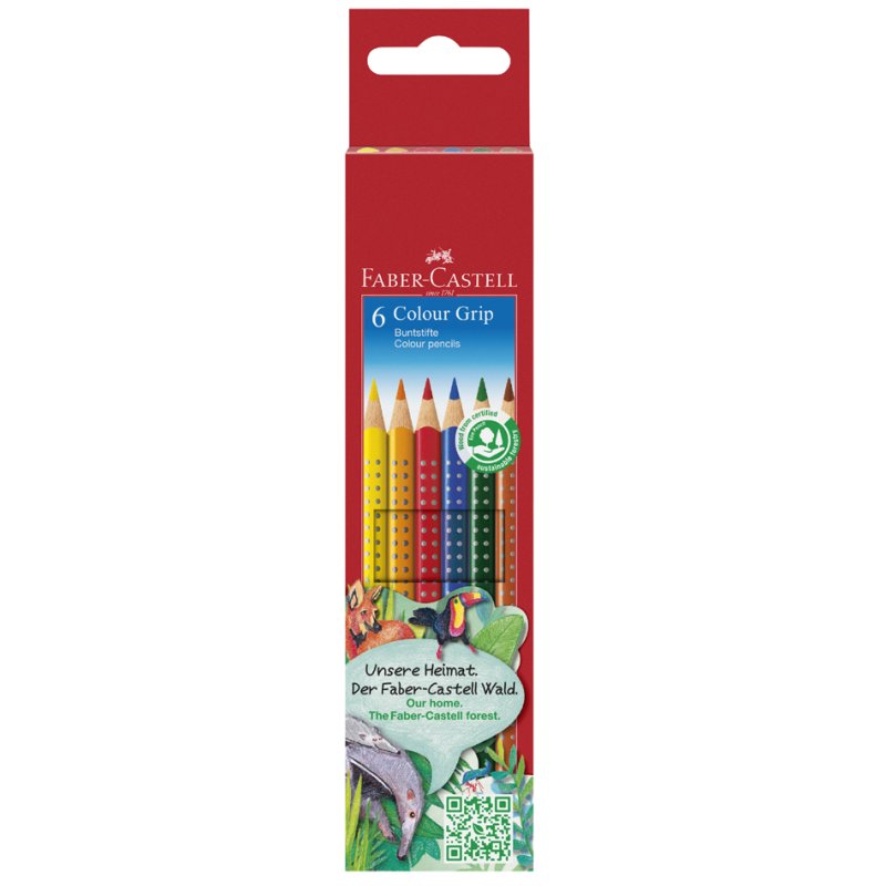 FABER-CASTELL kleurpotloden driehoekig Colour GRIP, 6 stuks