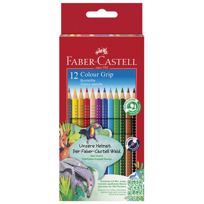 FABER-CASTELL kleurpotloden driehoekig Colour GRIP, 6 stuks