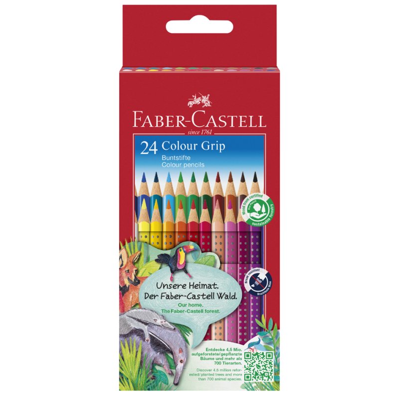 FABER-CASTELL kleurpotloden driehoekig Colour GRIP, 6 stuks