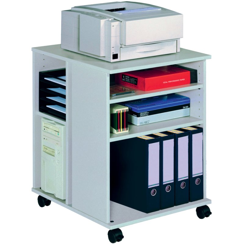 Durable kantoorwagen open model, 6 legplanken, grijs