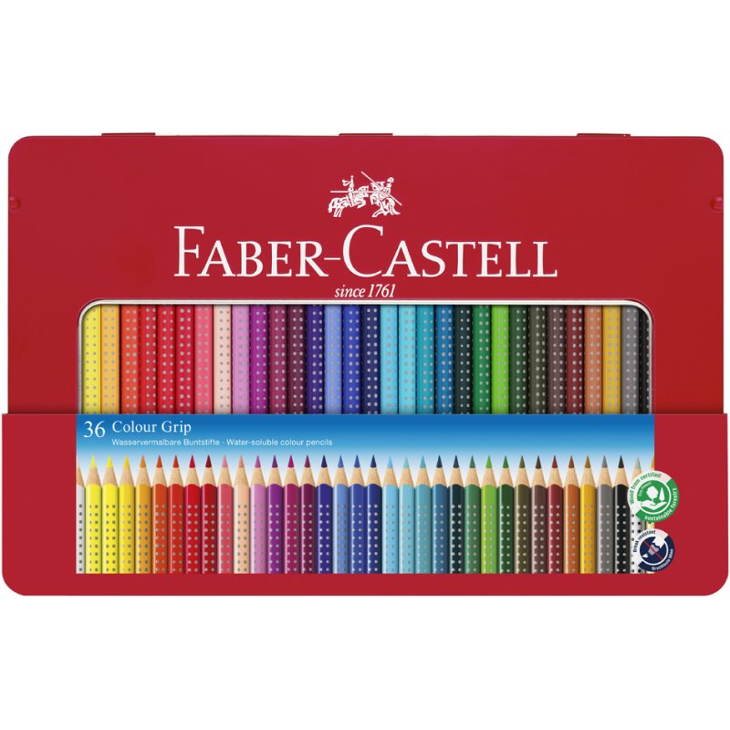 FABER-CASTELL driekantige kleurpotloden Colour GRIP, etui 36 stuks