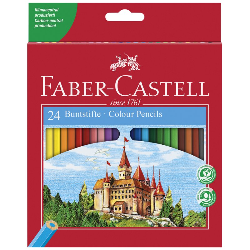 FABER-CASTELL kleurpotloden zeskantig 24 stuks in kartonnen etui