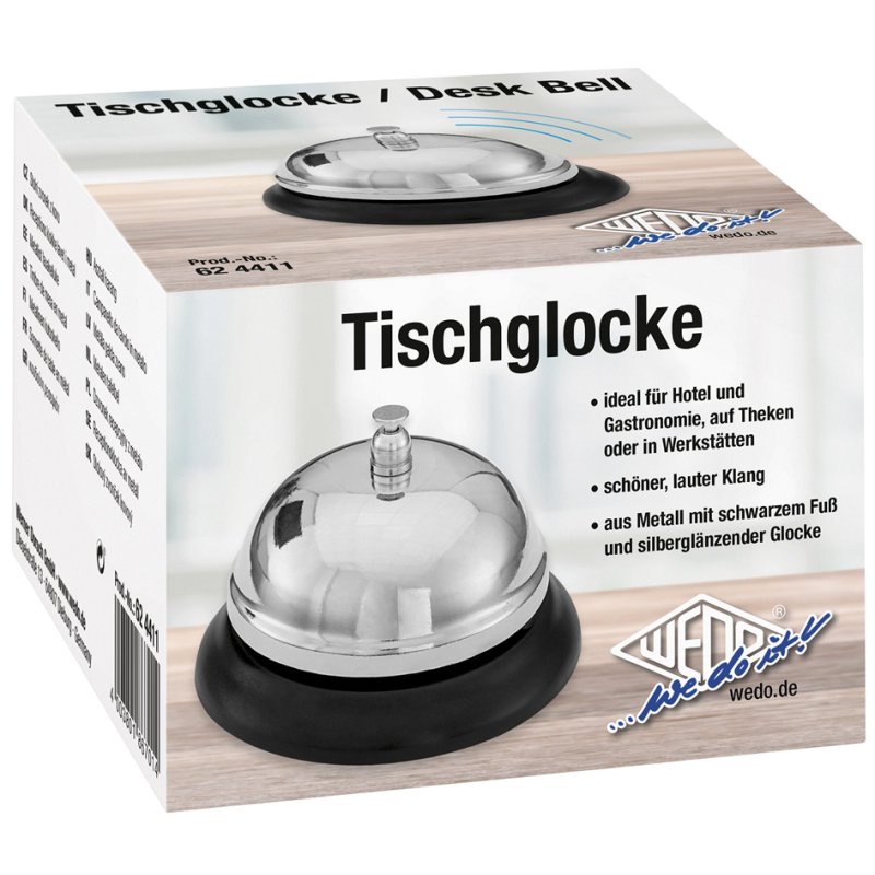 WEDO Tafelbel, metalen bel met zwarte voet