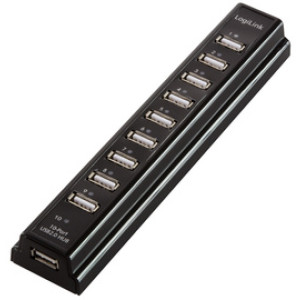 LogiLink USB 2.0 Hub 10-poorts met voeding zwart